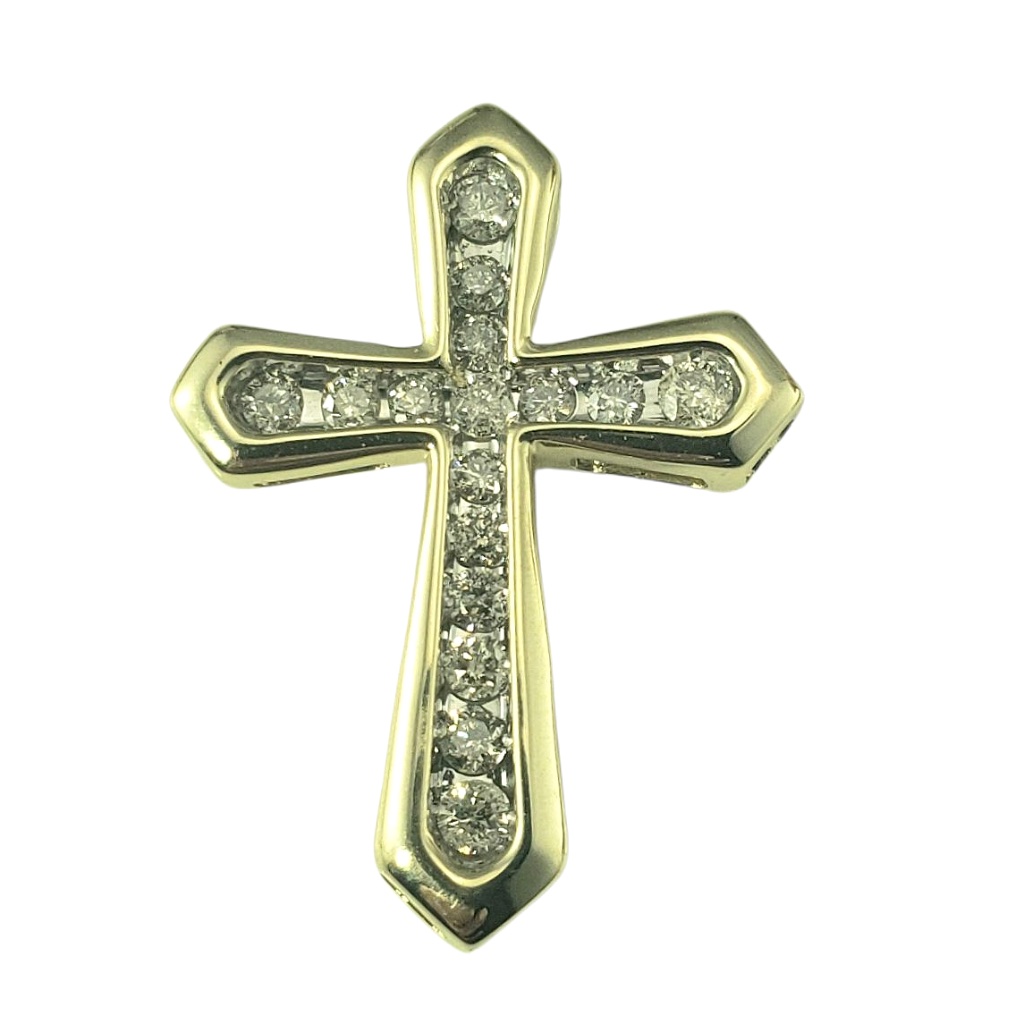 10 Karat Yellow And White Gold Diamond Cross Pendant #22565